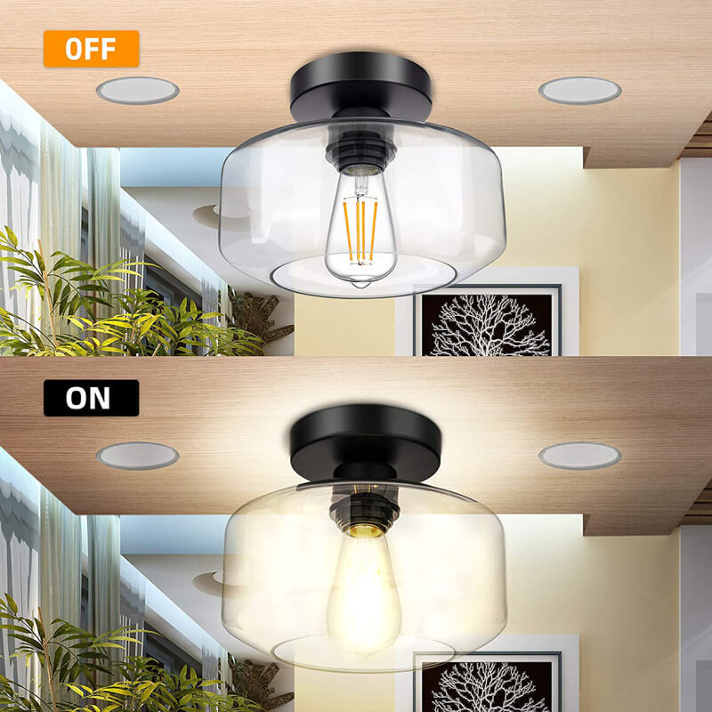 Clear Glass Dome Semi-Flush Mount Light Fixture