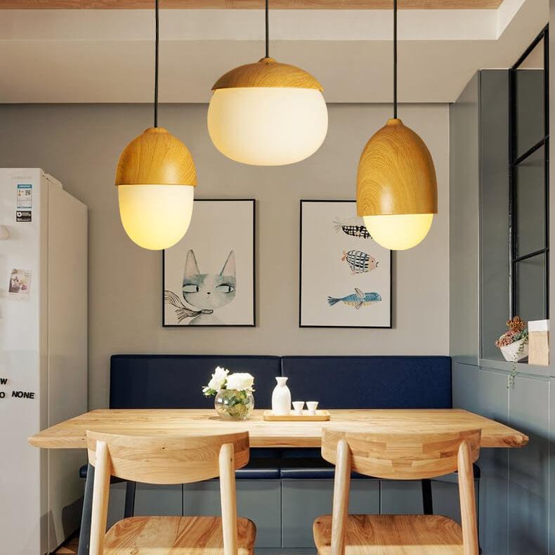 Modern Beige Nut Globe Pendant Light - 1-Light Fixture for Home Decor, Contemporary Ceiling Lighting, Stylish Pendant Lamp, Living Room, Kitchen, Dining Room Lighting