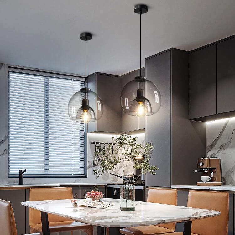 Minimalist Smoke Gray Hand-Blown Glass Pendant Light 1-Light Fixture