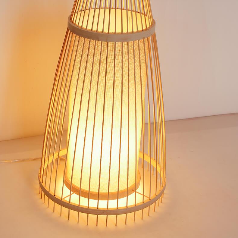 Bamboo Weaving Hut Shaped Floor Lamp - 1-Light Natural Décor