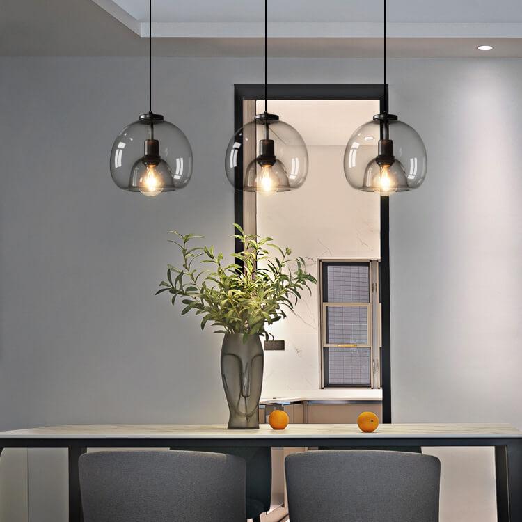 Minimalist Smoke Gray Hand-Blown Glass Pendant Light