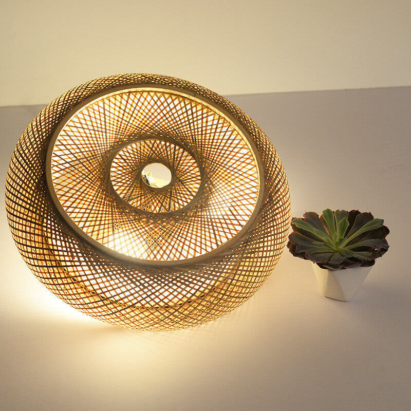 Bamboo Weaving 3-Light Flush Mount Ceiling Light Fixture