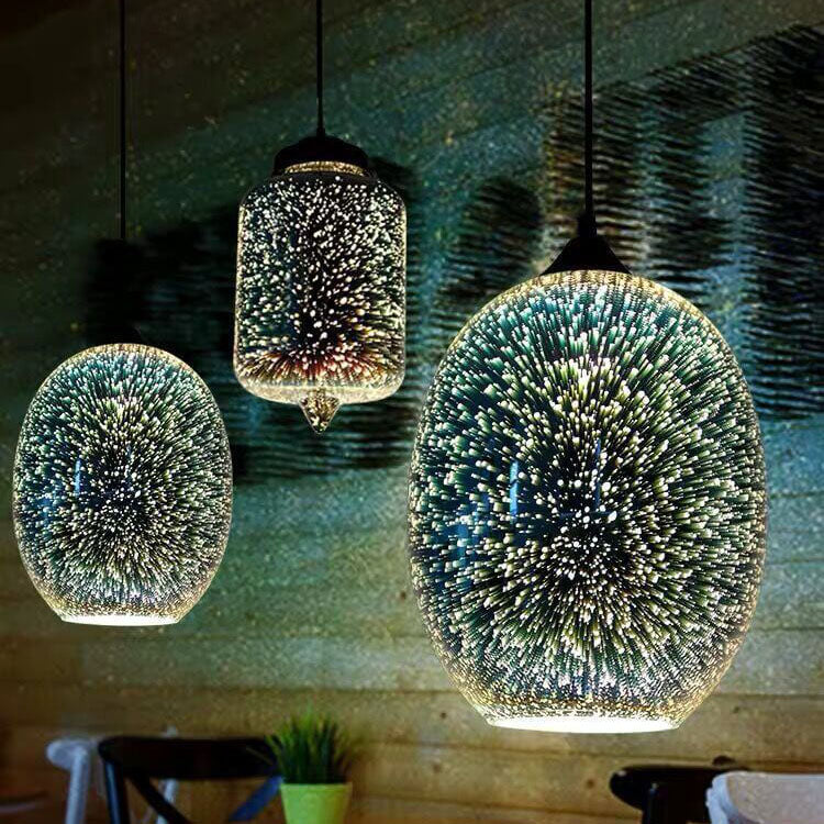 Modern 3D Stained Glass Fireworks Pendant Light - 1-Light Fixture Decor