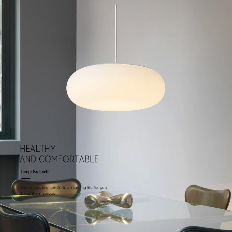 Modern Minimalist White LED Pendant Light - 1-Light Drum Design