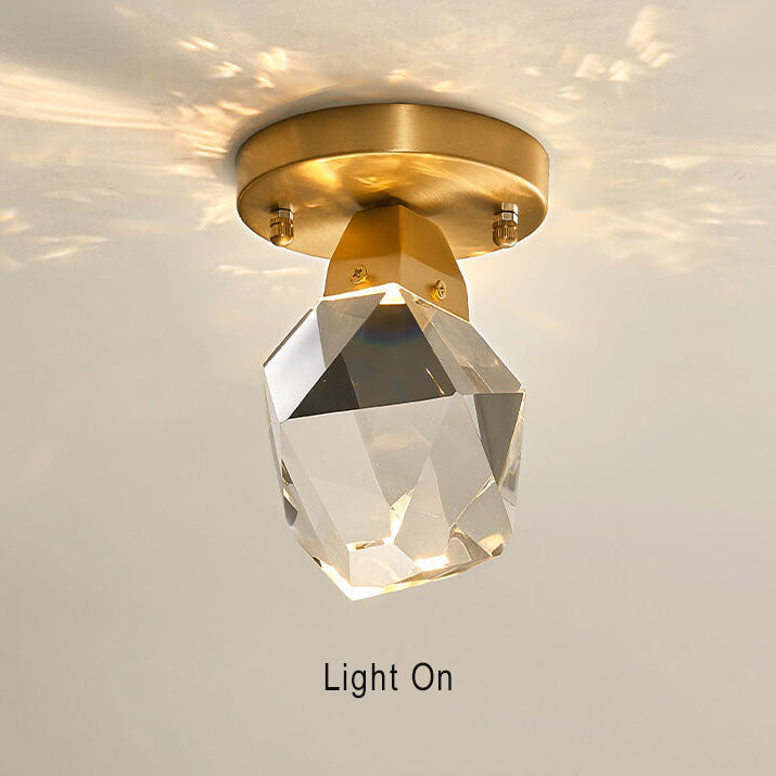 Crystal 1-Light Semi-Flush Mount Lighting with Diamond Shade