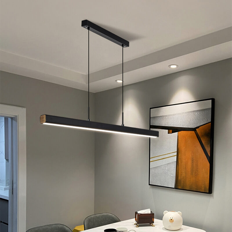 Modern Minimalist Long Strip LED Pendant Light - Sleek Lighting Solution for Home & Office, Energy-Efficient Design, Adjustable Height, Stylish Illumination