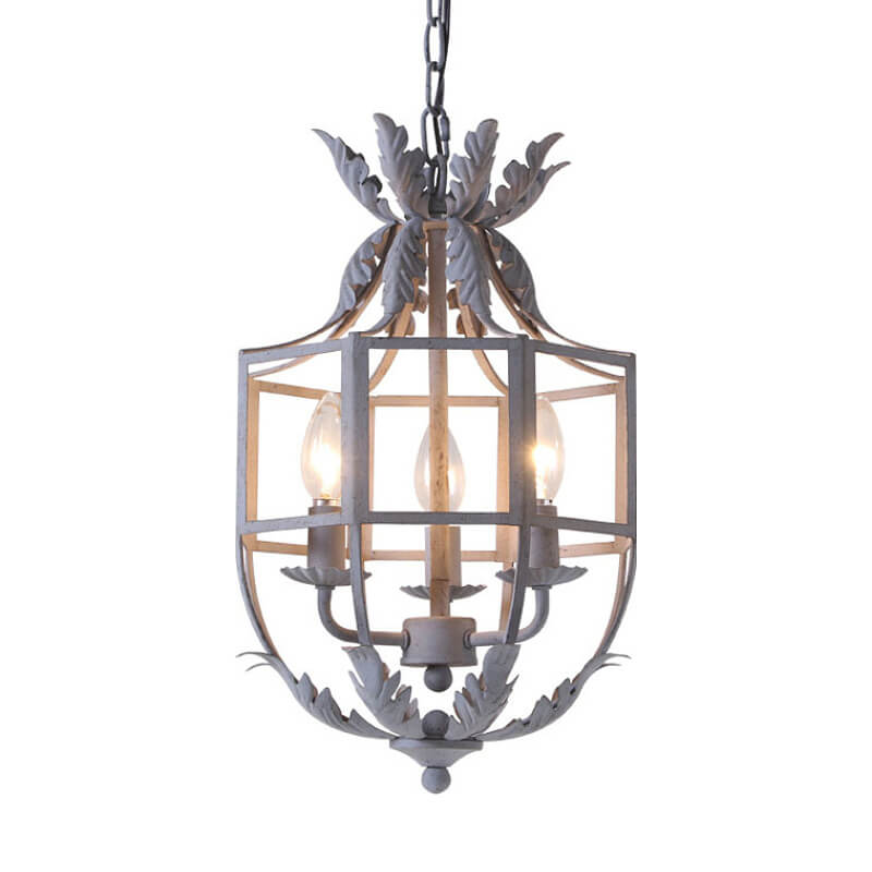 Vintage Wrought Iron Lantern Cage 3-Light Chandelier  

Illuminate your space with this elegant vintage wrought iron chandelier. Featuring a stunning lantern cage design, this 3-light fixture blends classic charm with modern functionality. Perfect for din