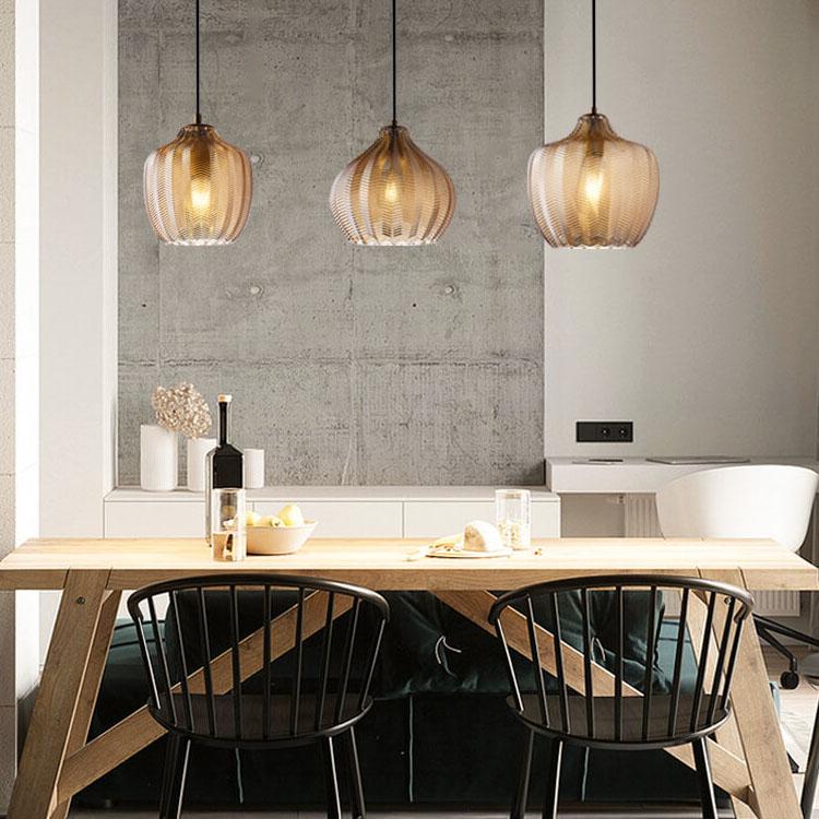 Nordic Textured Wavy Glass Pendant Light - 1-Light Barrel Fixture