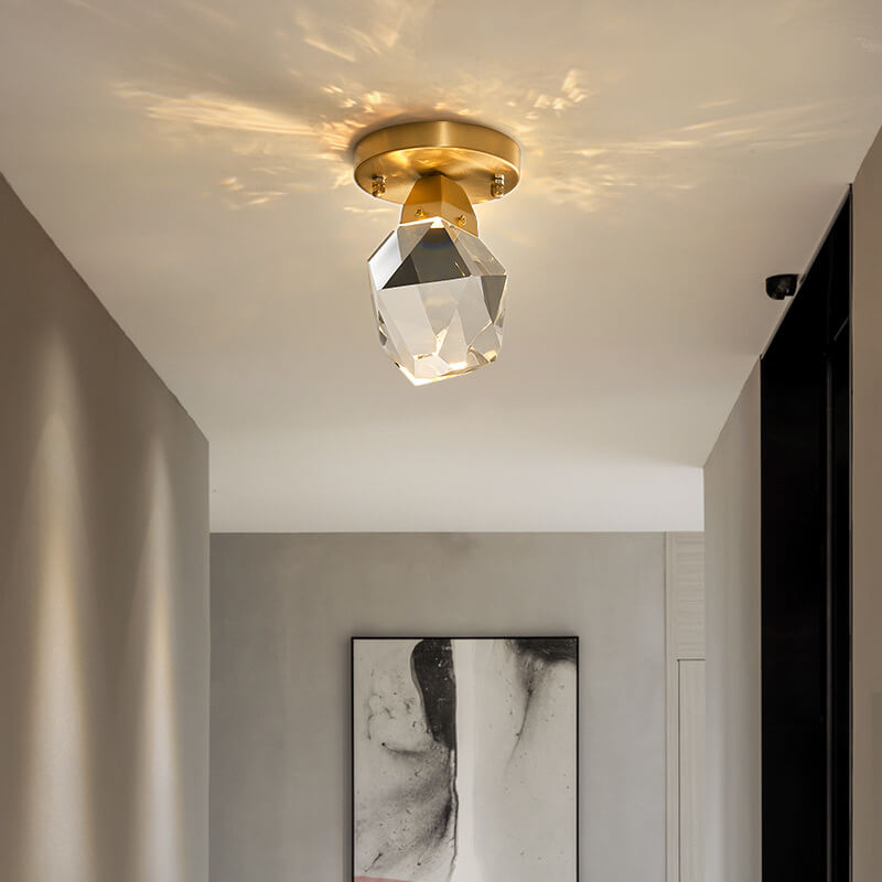 Crystal 1-Light Semi-Flush Mount Lighting with Diamond Shade