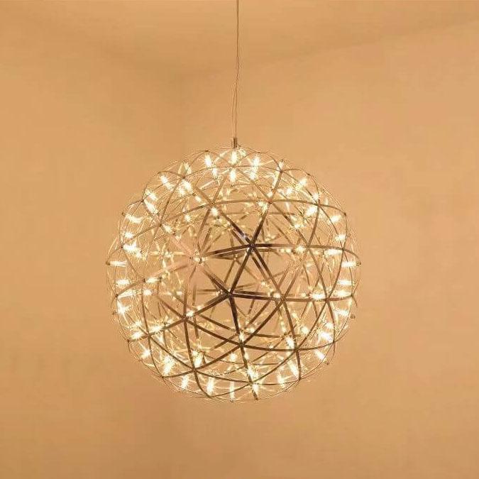 Contemporary Iron 12-Light LED Firework Pendant for Living Room