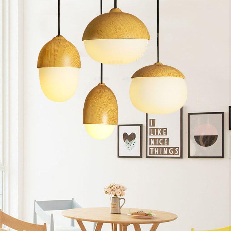 Modern Beige Nut Globe Pendant Light - 1-Light Fixture for Home Decor, Contemporary Ceiling Lighting, Stylish Pendant Lamp, Living Room, Kitchen, Dining Room Lighting