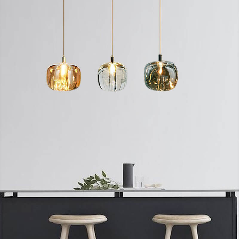 Modern Clear Glass Cube Pendant Light - 1-Light Ceiling Fixture, Contemporary Lighting for Kitchen, Dining, or Living Room
