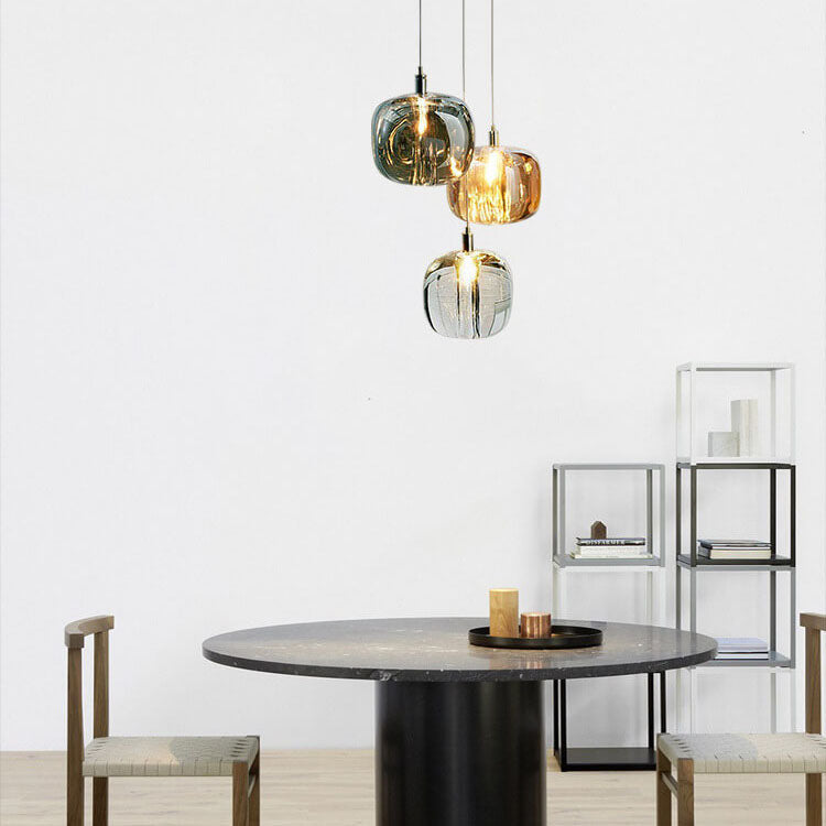 Modern Clear Glass Cube Pendant Light - 1-Light Ceiling Fixture, Contemporary Lighting for Kitchen, Dining, or Living Room