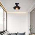 Rustic Wrought Iron Barn Semi-Flush Mount Light Fixture