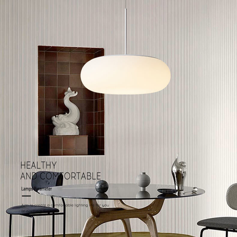 Modern Minimalist White LED Pendant Light - 1-Light Drum Design