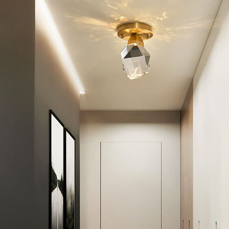 Crystal 1-Light Semi-Flush Mount Lighting with Diamond Shade