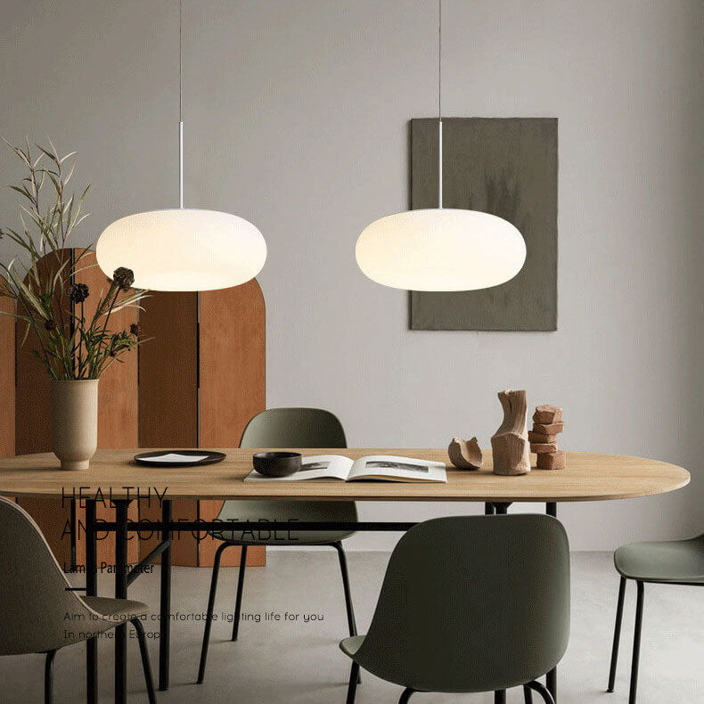 Modern Minimalist White LED Pendant Light - 1-Light Drum Design