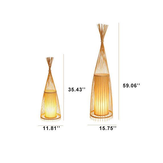 Bamboo Weaving Hut Shaped Floor Lamp - 1-Light Natural Décor