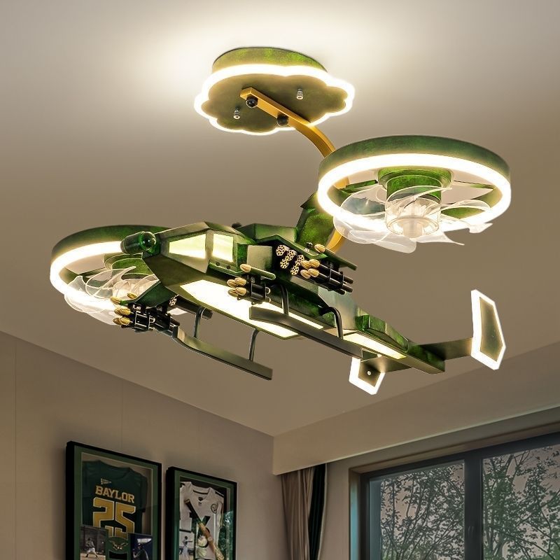 Contemporary Kids Airplane Acrylic LED Ceiling Fan Light for Bedroom 

Illuminate your child's room with this stylish and fun airplane-themed ceiling fan light. Featuring a modern design, the acrylic construction provides a bright and energy-efficient LED