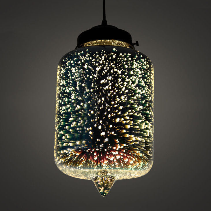 Modern 3D Stained Glass Fireworks Pendant Light - 1-Light Fixture Decor