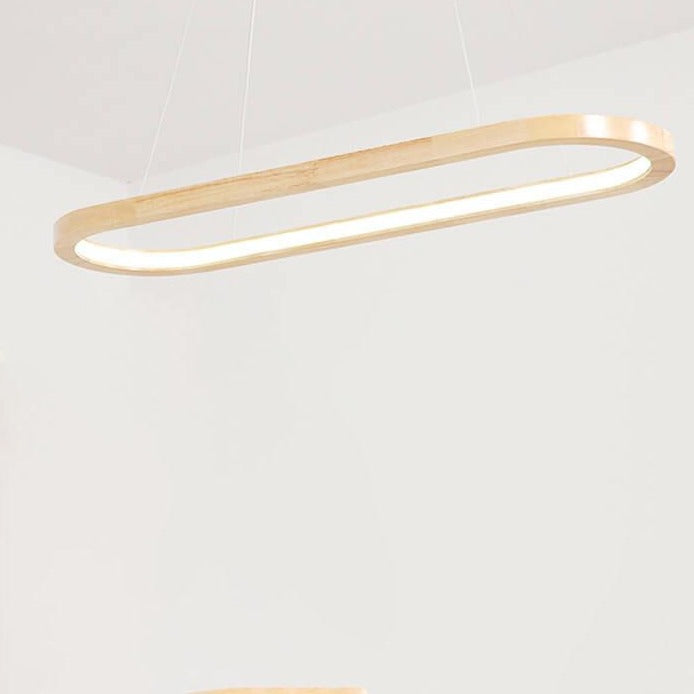 Modern Minimalist Wooden LED Chandelier - Round 1-Light Lighting Fixture