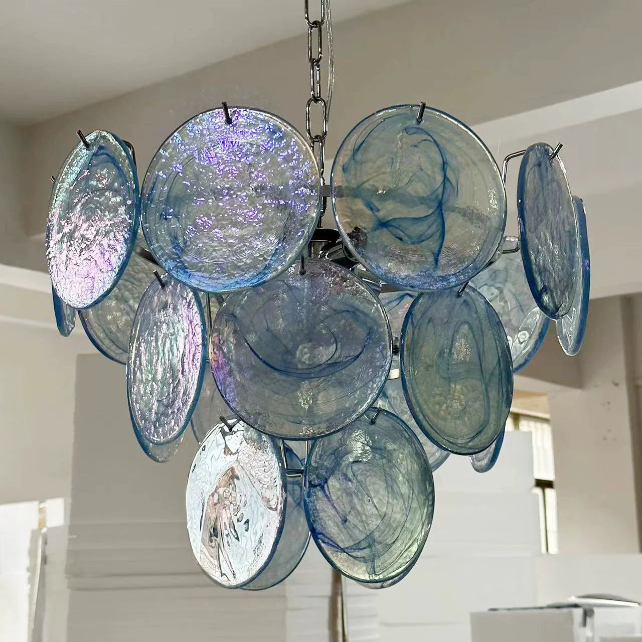Traditional French Flower Shaped Iron Glass Chandelier - 5/9/12 Light Living Room Decor