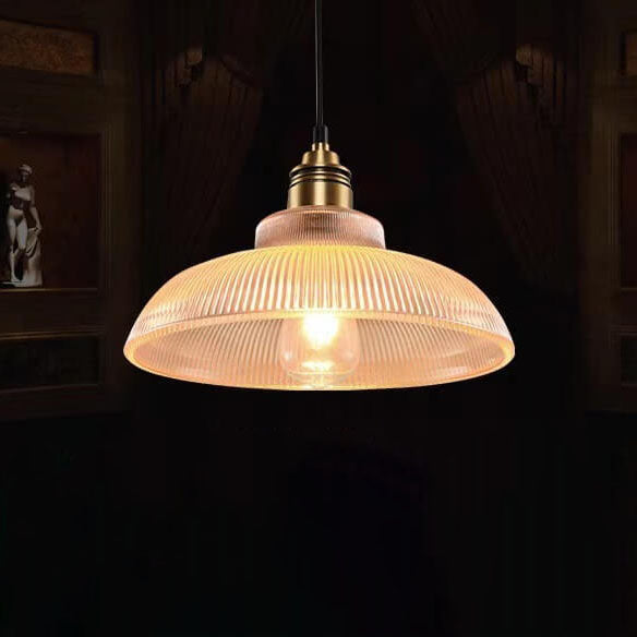 Vintage Striped Glass 1-Light Pendant Light - Classic Ceiling Fixture for Home Decor