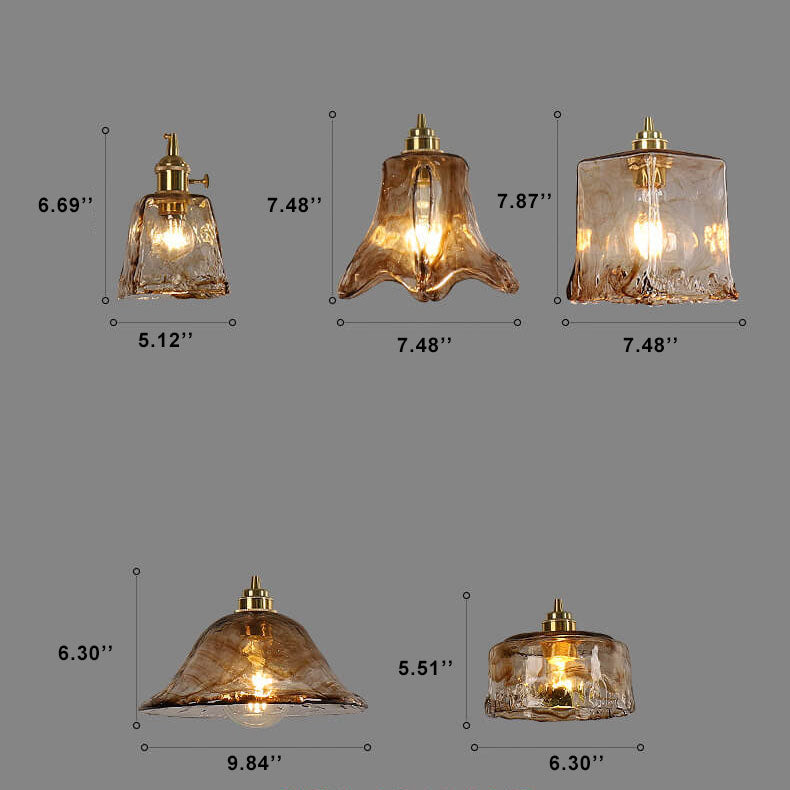 Vintage Amber Glass Pendant Light - 1-Light Ceiling Fixture for Home Decor, Retro Lighting, Industrial Style, Elegant Hanging Lamp