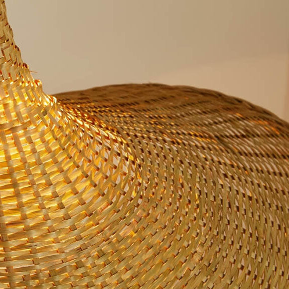 Woven Bamboo Straw Hat Pendant Light - Eco-Friendly Lighting Fixture