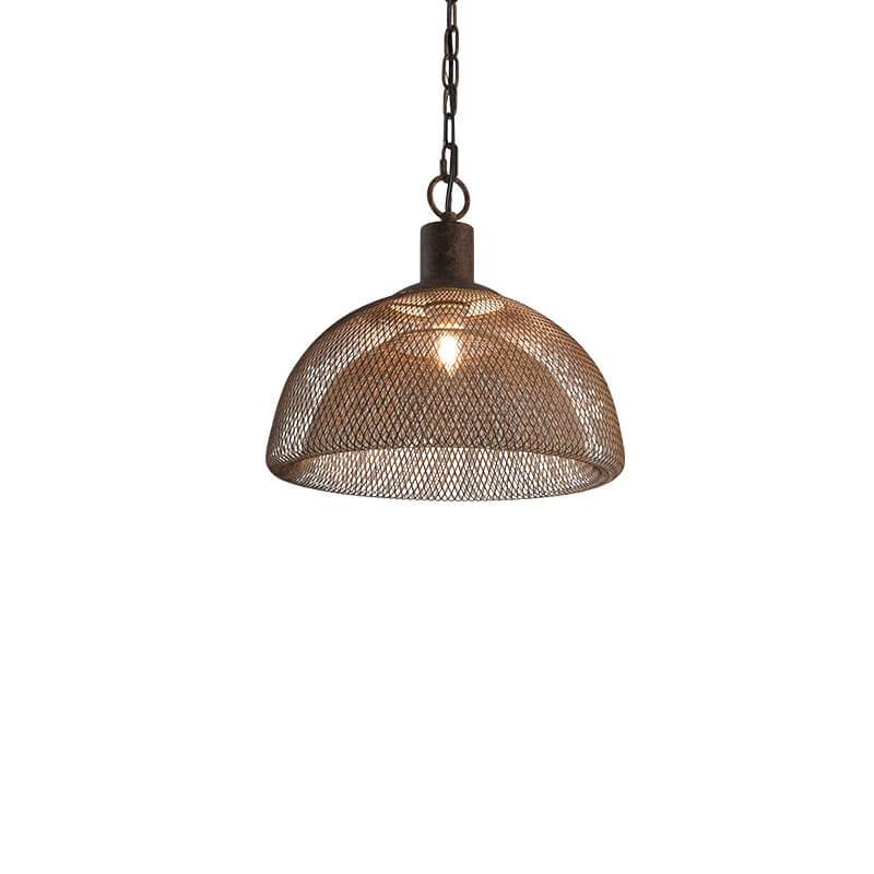 Retro Rustic Wrought Iron Half Round 1-Light Pendant Light