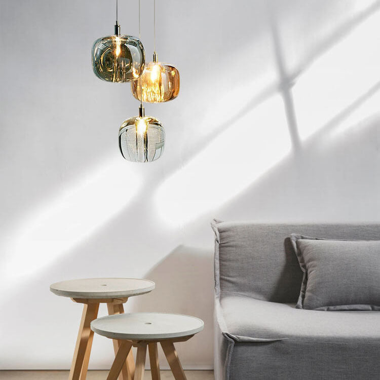 Modern Clear Glass Cube Pendant Light - 1-Light Ceiling Fixture, Contemporary Lighting for Kitchen, Dining, or Living Room