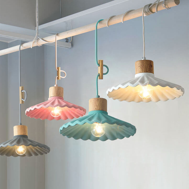 Modern Macaron Cement Scalloped Shade Pendant Light - 1-Light for Living Room