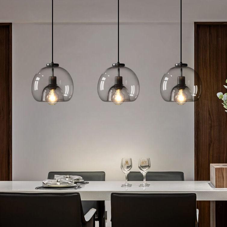 Minimalist Smoke Gray Hand-Blown Glass Pendant Light