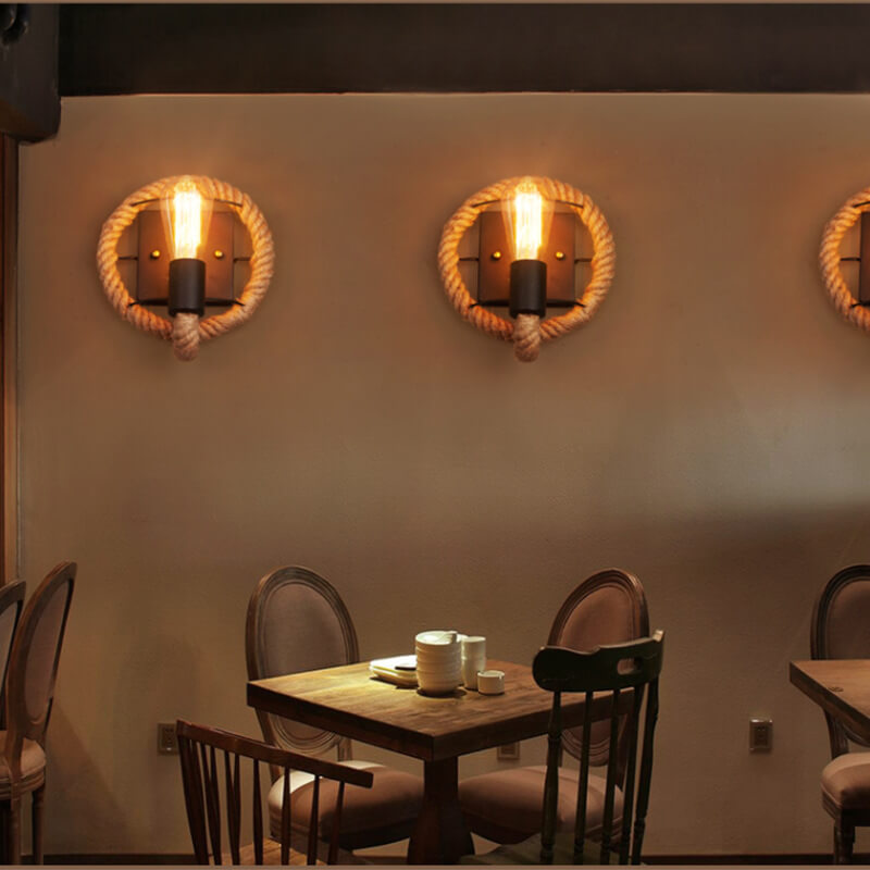 Vintage Hemp Rope Wall Sconce Lamp - 1-Light Design 

Elevate your home decor with this vintage-inspired hemp rope wall sconce lamp. Perfect for adding a rustic touch to any room, this 1-light fixture combines stylish design with practical lighting. Ideal