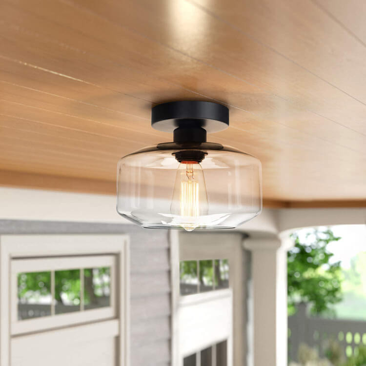 Clear Glass Dome Semi-Flush Mount Light Fixture