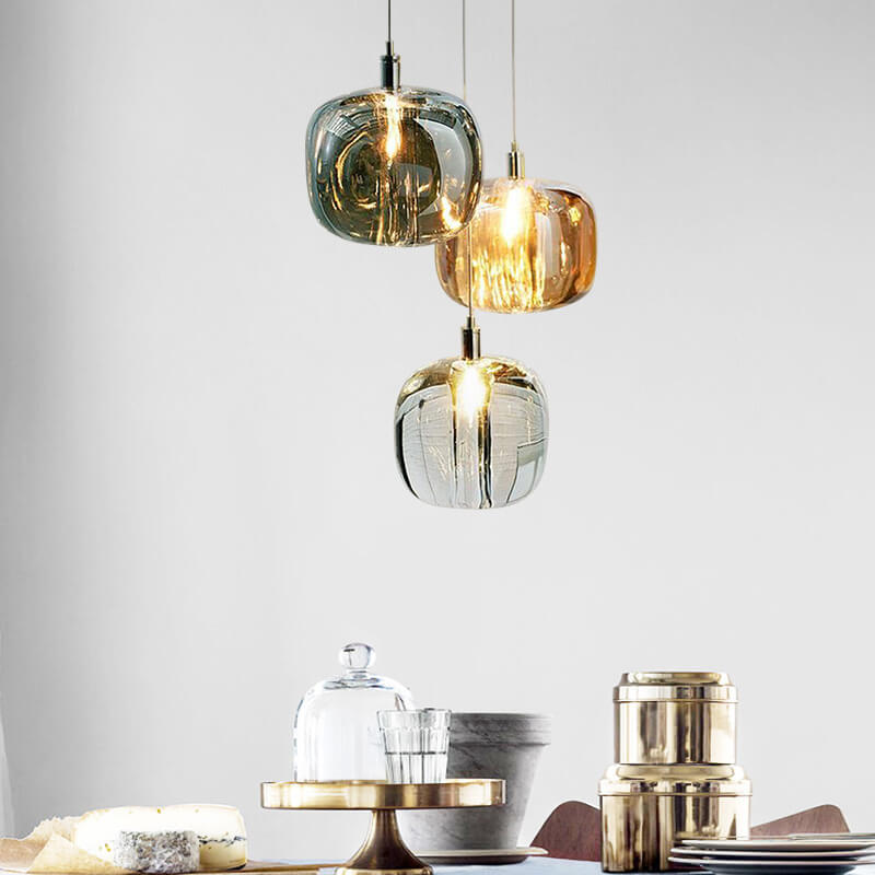 Modern Clear Glass Cube Pendant Light - 1-Light Ceiling Fixture, Contemporary Lighting for Kitchen, Dining, or Living Room
