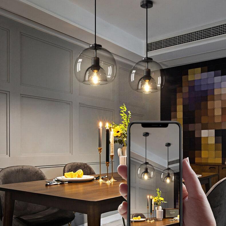 Minimalist Smoke Gray Hand-Blown Glass Pendant Light 1-Light Fixture