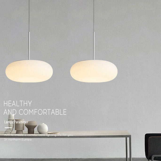 Modern Minimalist White LED Pendant Light - 1-Light Drum Design