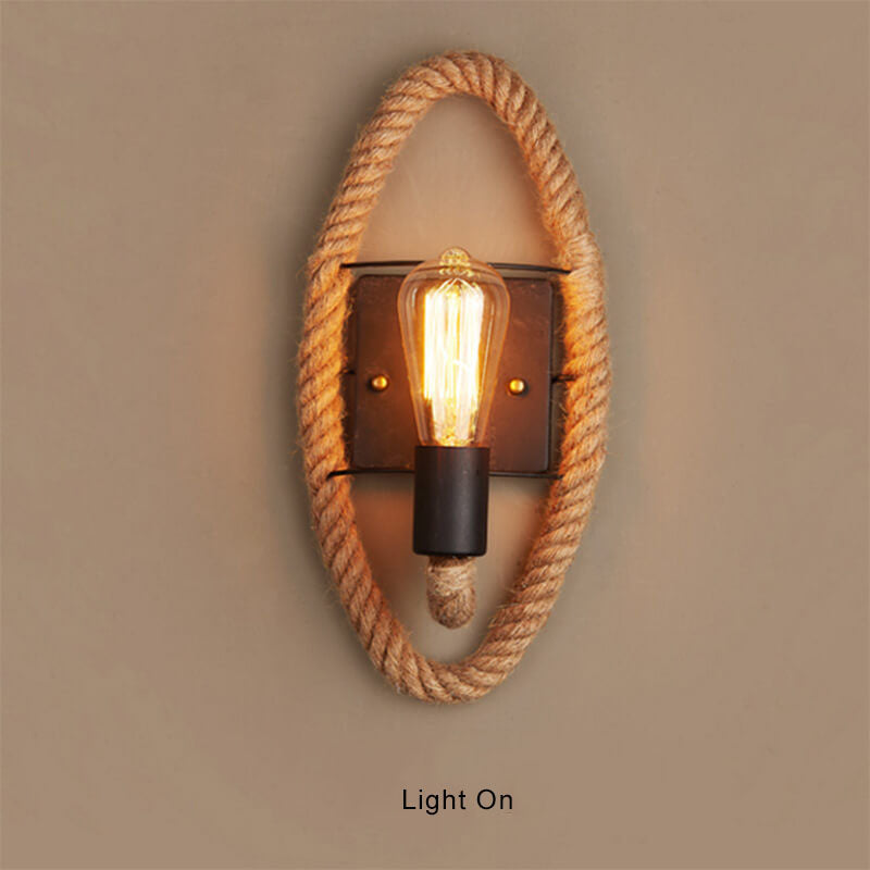 Vintage Hemp Rope Wall Sconce Lamp - 1-Light Design 

Elevate your home decor with this vintage-inspired hemp rope wall sconce lamp. Perfect for adding a rustic touch to any room, this 1-light fixture combines stylish design with practical lighting. Ideal