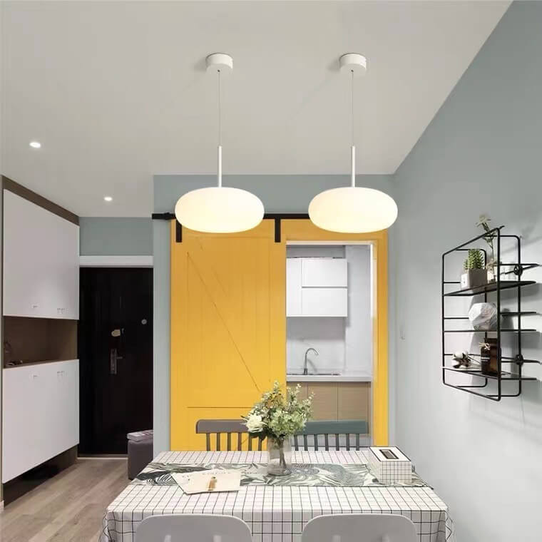 Modern Minimalist White LED Pendant Light - 1-Light Drum Design