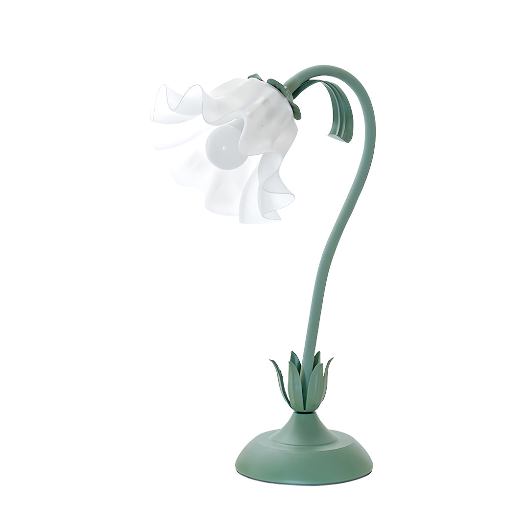 Floral Vintage Green Twistable White Glass Table Lamp - DIY French Design