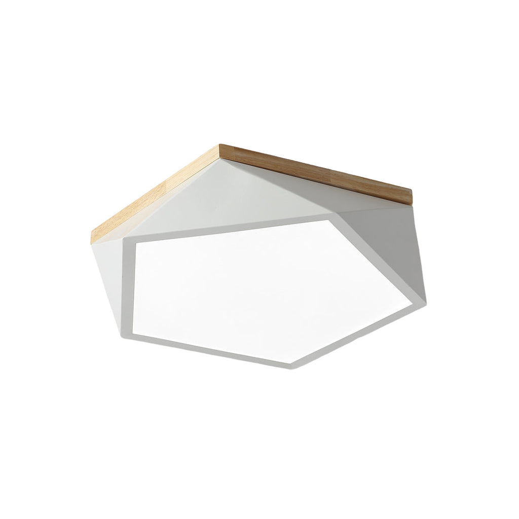 Colorful Flush Mount Ceiling Light - Nordic Geometric Wooden Lamp
