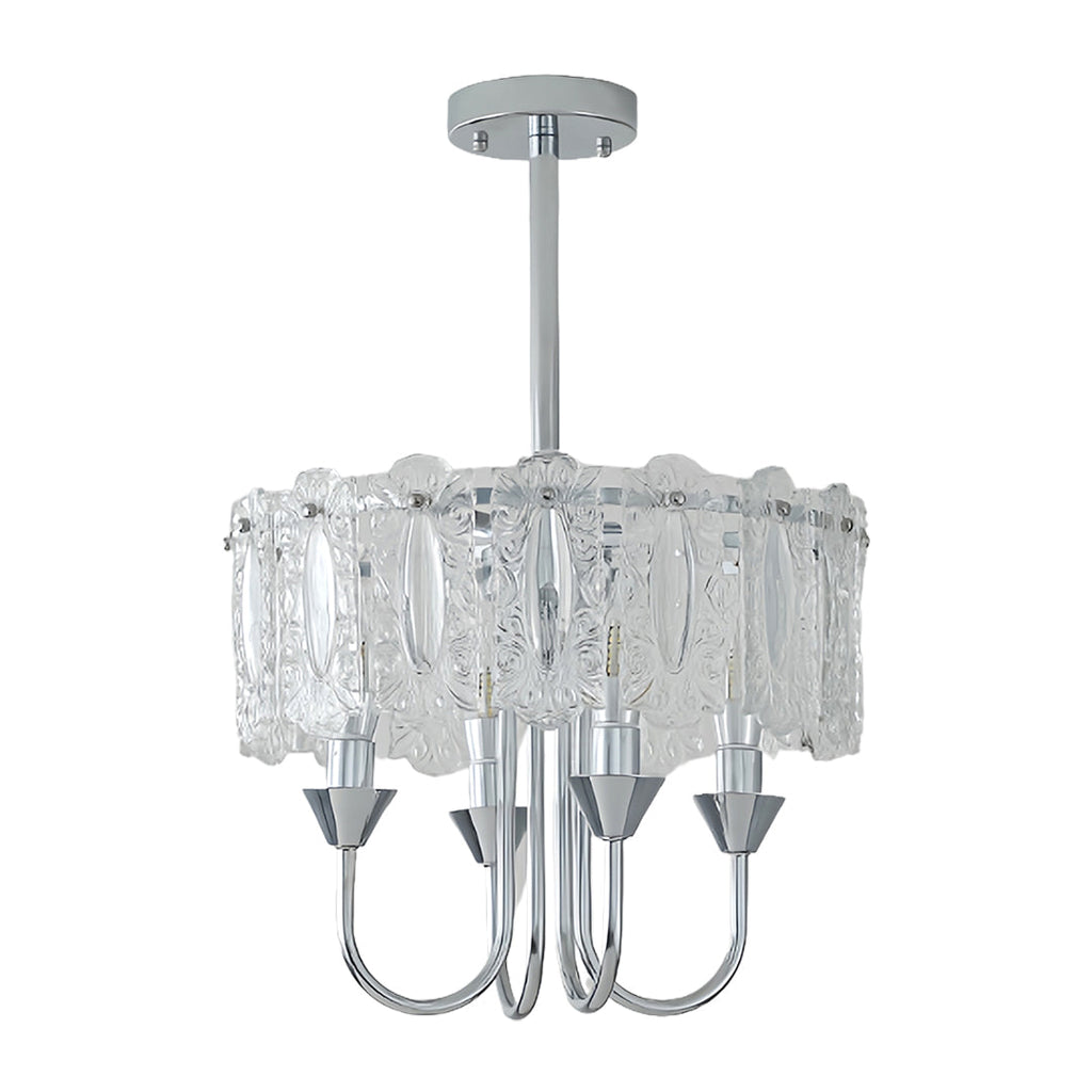 French Iron Chandelier Chrome Ceiling Light - Chic Metal Island Fixture