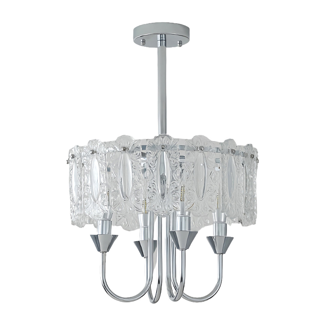 French Iron Chandelier Chrome Ceiling Light - Chic Metal Island Fixture