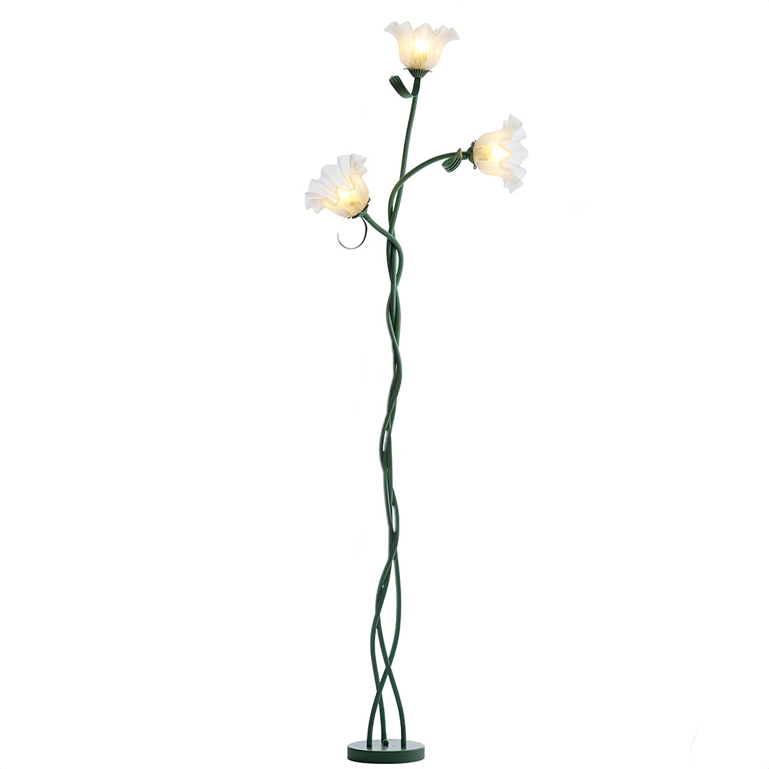 French Country Flower Floor Lamp - Green Artistic Iron Design