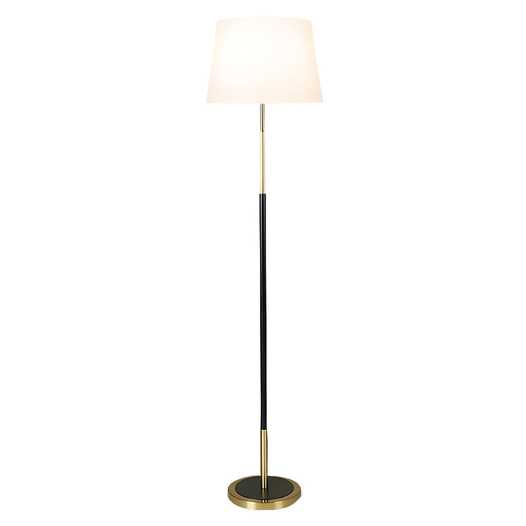 Vintage Wrought Iron Floor Lamp with Fabric Shade - Country Style Lighting