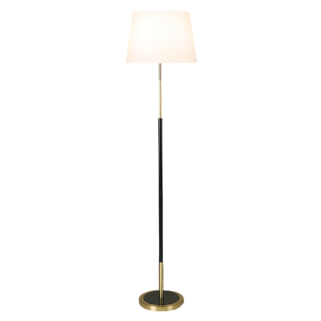 Vintage Wrought Iron Floor Lamp with Fabric Shade - Country Style Lighting