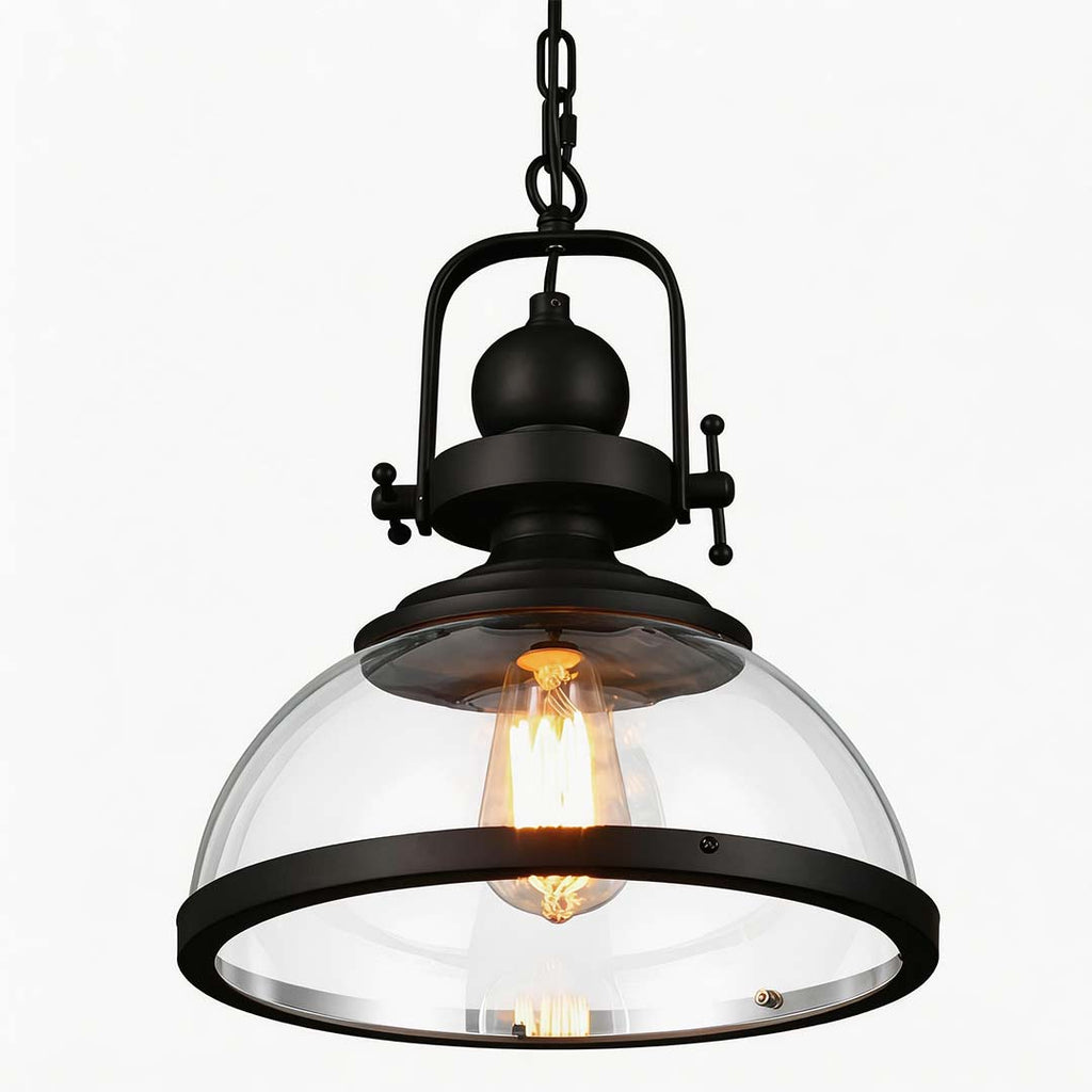 Clear Glass Pendant Light - Retro Industrial Ceiling Fixture