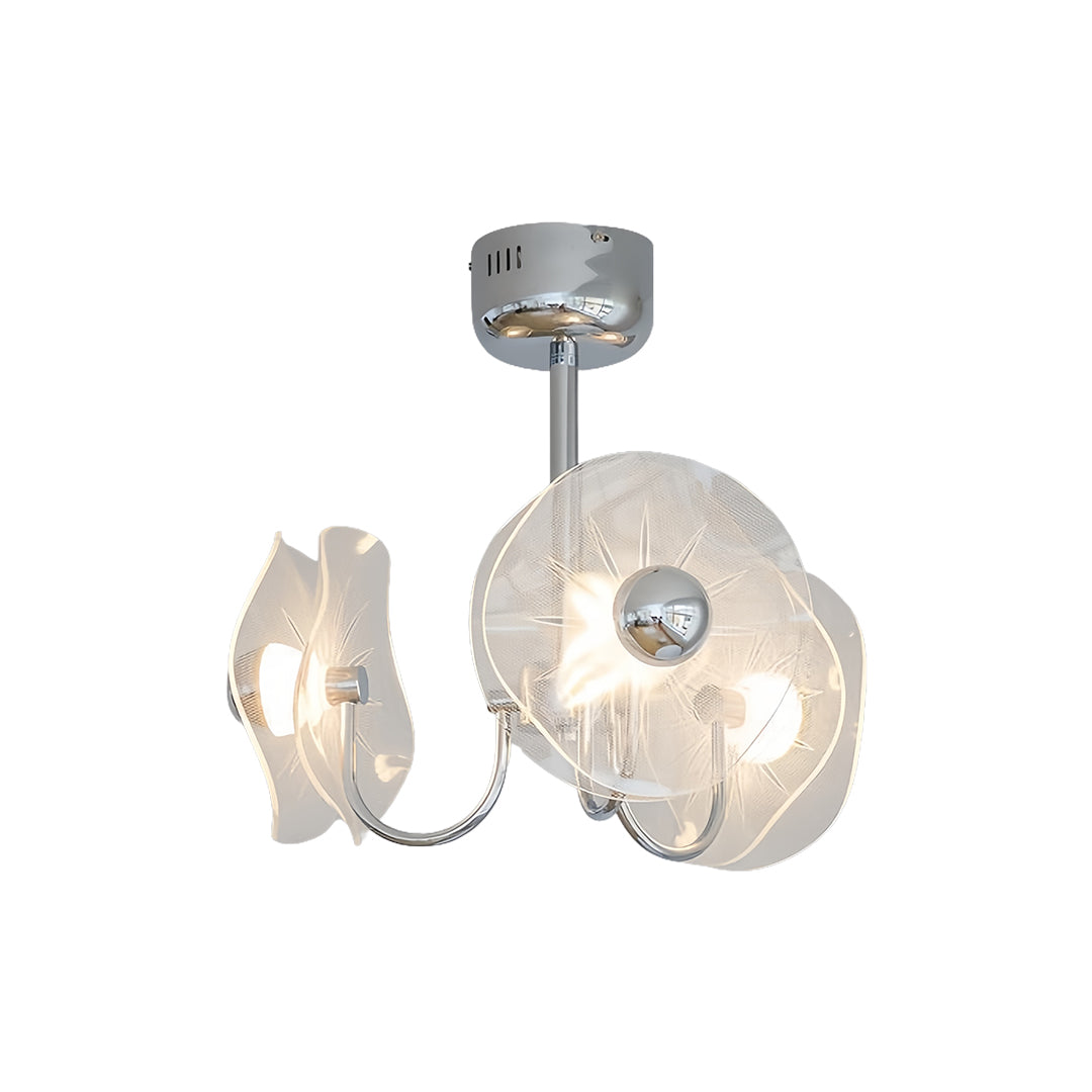 Acrylic LED Chandelier with Chrome Accents - Modern Multi-Head Ceiling Light