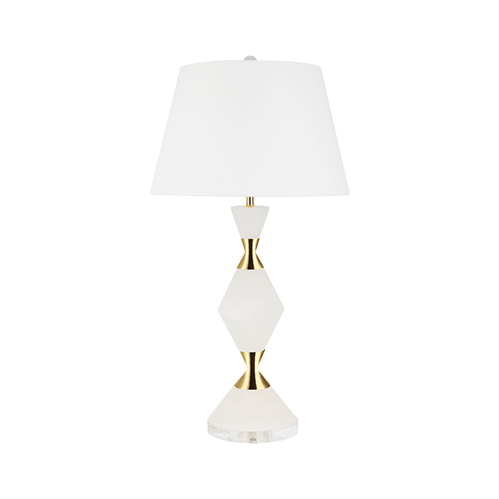 Elegant White Contemporary Table Lamp with Gold Accents - Modern Home Lighting Decor